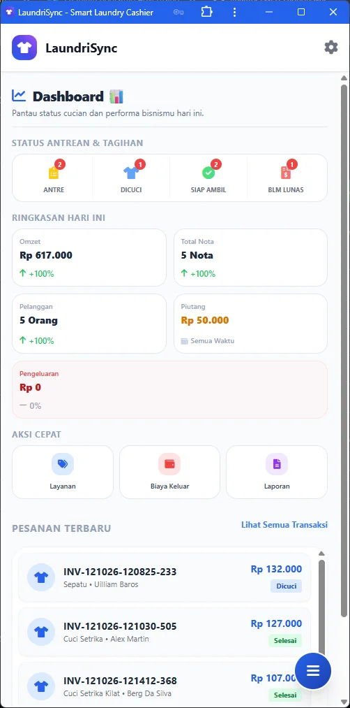 Tampilan Mobile Dashboard HP